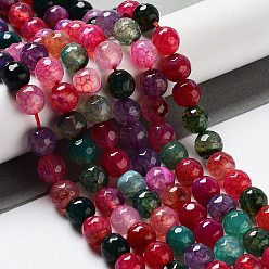 Mixed Color Natural Agate Round Beads Strand, Dyed, Faceted, Mixed Color, 10mm, Hole: 1mm, about 38pcs/strand, 15.74 inch