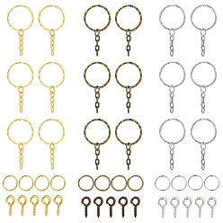 Mixed Color DIY Keychain Making Kit, Including Iron Split Key Rings, Screw Eye Pin Peg Bails, Jump Rings, Mixed Color, 350Pcs/bag