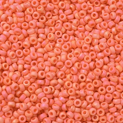 (RR406FR) Matte Opaque Orange AB MIYUKI Round Rocailles Beads, Japanese Seed Beads, (RR406FR) Matte Opaque Orange AB, 11/0, 2x1.3mm, Hole: 0.8mm, about 1100pcs/bottle, 10g/bottle