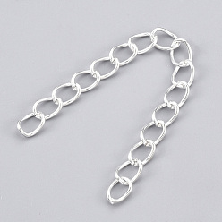 Plata Extensor de cadena de hierro, cadenas del encintado, plata, 70 mm, link: 5~5.5x3.5~4x0.8 mm