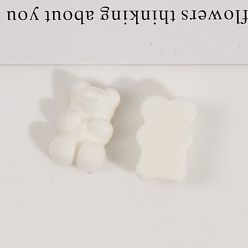 Blanc Cabochons en résine floqués, ours, blanc, 18x11mm