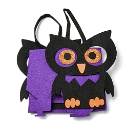 Purple Owl Felt Halloween Candy Bags with Handles, Halloween Treat Gift Bag Party Favors for Kids, Purple, 24.8cm, Bag: 17x15x7.3cm