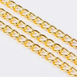Золотой Железа скручены цепи, бордюрные цепи, несварные, с катушкой, золотые, 5x3.5x0.8 мм, около 328.08 футов (100 м) / рулон