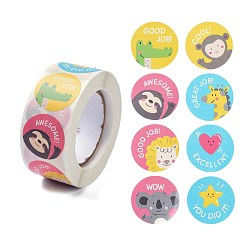 Other Animal Récompense stickers, autocollants ronds d'encouragement d'animaux pour les enfants, motif animal, 6.5x2.8 cm