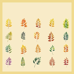 Mixed Color 40Pcs 20 Styles Autumn PET Waterproof Self Adhesive Leaf Stickers, for Scrapbooking, Travel Diary Craft, Mixed Color, 20x50mm, 2pcs/style