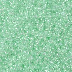 (RR271) Light Mint Green Lined Crystal AB MIYUKI Round Rocailles Beads, Japanese Seed Beads, (RR271) Light Mint Green Lined Crystal AB, 8/0, 3mm, Hole: 1mm, about 2111~2277pcs/50g