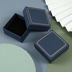 Bleu Marine Coffrets cadeaux de rangement de boucles d'oreilles en papier carré, bleu marine, 7.5x7.5x3.5 cm