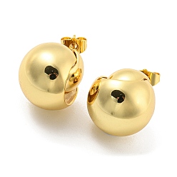 Chapado en Oro Real 18K Aretes redondos, joyas de latón para mujer, sin plomo y cadmio, real 18 k chapado en oro, 20x20 mm