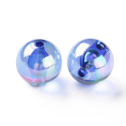 Bleu Royal Perles acryliques transparentes, de couleur plaquée ab , ronde, bleu royal, 20x19mm, Trou: 3mm, environ111 pcs / 500 g
