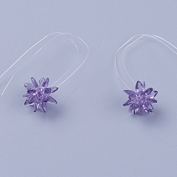 Púrpura Perlas de vidrio tejida, flor / bengala, hecho de encantos del ojo del caballo, púrpura, 13 mm