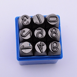 Stainless Steel Color Steel Stamps, Including Number 0~9, Stainless Steel Color, 73x15x15mm