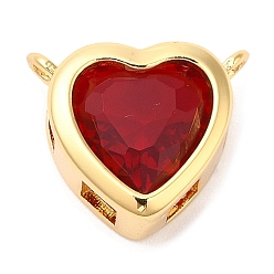Rouge Foncé Breloques coeur en laiton plaqué or véritable 18k, avec la glace, sans plomb et sans cadmium, rouge foncé, 13x15x7mm, Trou: 1.6mm