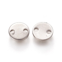 Stainless Steel Color 304 Stainless Steel Links connectors, Flat Round, Stainless Steel Color, 6x0.8mm, Hole: 1mm