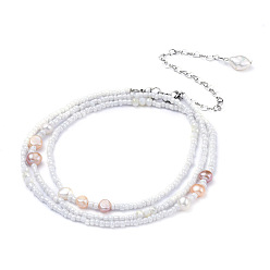 Blanc Perle de taille de bijoux d'été, chaîne de corps, chaîne de ventre en perles de rocaille, bijoux de bikini pour femme fille, avec perle d'eau douce de culture naturelle, blanc, 32.3 pouce (82 cm)