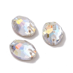 Light Crystal AB Diamantes de imitación cosidos en forma ovalada, k 5 strass de cristal, enlace de agujero 2, espalda plana plateada, decoración artesanal de costura, luz cristal ab, 7x10x3.5 mm, agujero: 0.9 mm