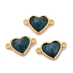 Apatite Natural Apatite Links Connectors, with Real 18K Gold Plated Brass Findings, Long-Lasting Plated, Lead Free & Cadmium Free, Faceted, Heart, 10.5x17x5mm, Hole: 1.4mm