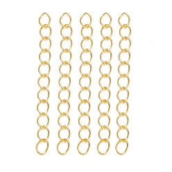 Golden Iron Ends with Twist Chains, Golden, 45~55x3.5mm, Links: 5x3.5x0.8mm