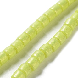 Amarillo de Verde Hebras de cuentas de arcilla polimérica hechas a mano pintadas con spray, para suministros de manualidades de joyería diy, columna, verde amarillo, 6~6.5x6 mm, agujero: 1.8 mm, sobre 63~65 unidades / cadena, 15.43~15.87 pulgada (39.2~40.3 cm)