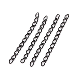 Electrophoresis Black Ion Plating(IP) 304 Stainless Steel Curb Chains Extender, Electrophoresis Black, 25mm, Link: 3x1.6x0.4mm