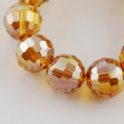 Sandy Brown Electroplate Glass Bead Strands, AB Color Plated, Faceted(96 Facets), Round, Sandy Brown, 12mm, Hole: 2mm, about 50pcs/strand, 22.4 inch