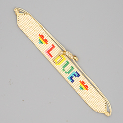 Word Miyuki Seed Braided Bead Bracelet, Word Love Friendship Bracelet for Women, Word, 11 inch(28cm)