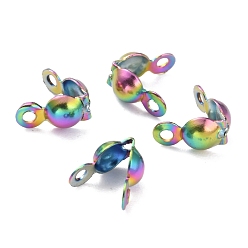 Rainbow Color Ion Plating(IP) 304 Stainless Steel Bead Tips, Rainbow Color, 8x4mm, Hole: 1mm