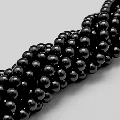 Negro Shell hebras de perlas de cuentas, Grado A, rondo, negro, 8 mm, agujero: 1 mm, sobre 47 unidades / cadena, 15.5 pulgada