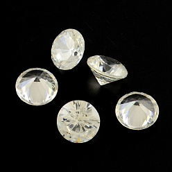 Clear Diamond Shaped Cubic Zirconia Pointed Back Cabochons, Faceted, Clear, 18mm