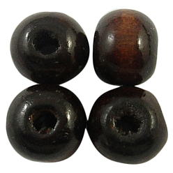 Коричневый Природных шарики древесины, , круглые, окрашенные, кофе, 8x7 мм, Отверстие : 3 мм , около 6000 шт / 1000 г