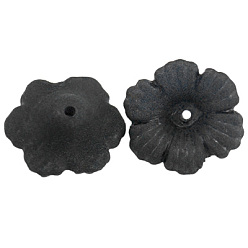 Black Transparent Acrylic Beads, Frosted, Flower, Black, 11x4.5mm, Hole: 1mm, about 3800pcs/500g, the wholesale of PL561