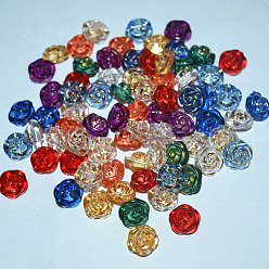 Mixed Color 1-Hole Rose Plastic Shank Buttons, Mixed Color, 12.5mm, Hole: 1.5mm, about 500pcs/bag