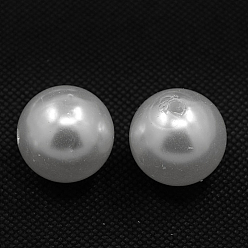 White Imitated Pearl Acrylic Beads, Round, White, 24.5x25mm, Hole: 3mm, about 61pcs/500g