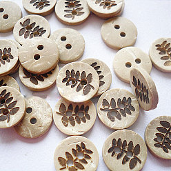 Antique White 2-Hole Buttons for Kids , Coconut Button, Antique White, about 13mm in diameter, about 100pcs/bag