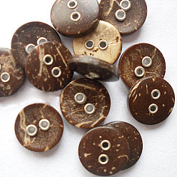 Couleur Mélangete Bouton de couture de base ronde sculpté 2 trous, bouton de noix de coco, multicolore, 13 mm de diamètre