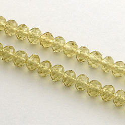 Or Perles de verre faites à la main, facettes rondelle, or, 6x4mm, Trou: 1mm, Environ 87~90 pcs/chapelet