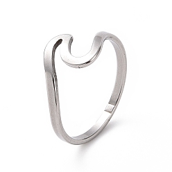 Нержавеющая Сталь Цвет 201 волнистое кольцо из нержавеющей стали для женщин, цвет нержавеющей стали, размер США 6 1/2 (16.9 мм)