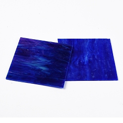 Bleu Feuilles de verre de variété, grands carreaux de mosaïque en verre cathédrale, pour l'artisanat, bleu, 105~110x105~110x2.5mm