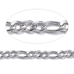 Stainless Steel Color 304 Stainless Steel Figaro Chains, with Spool, Unwelded, for Jewelry Making, Stainless Steel Color, 4~6x3x0.8mm, about 82.02 Feet(25m)/roll