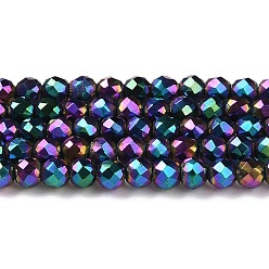 AB Color Plated Electroplate Glass Beads Strands, Full Plated, Faceted Round, AB Color Plated, 3x2.5mm, Hole: 0.7mm, about 149pcs/strand, 14.57''(37cm)