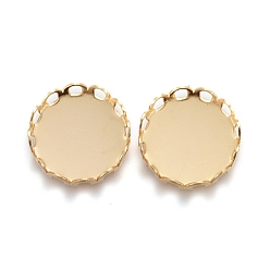 Golden 304 Stainless Steel Cabochon Settings, Lace Edge Bezel Cups, Flat Round, Golden, Tray: 10mm, 11x3mm