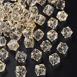 Blanc Navajo Perles acryliques transparentes, facette, carrée, navajo blanc, 8.5x9.5x9.5mm, Trou: 2.5mm, environ1070 pcs / 500 g