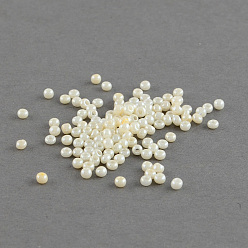 Ivoire 12/0 grader des perles de rocaille en verre rondes, Ceylan, blanc crème, 2x1.7mm, Trou: 0.3mm, environ 30000 pcs / sachet 