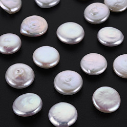 Coquillage De Mer Perles de perles keshi naturelles, perle de culture d'eau douce, pas de trous / non percés, plat rond, couleur de coquillage, 10.5~13x3~5mm