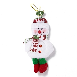Blanco Decoraciones colgantes de navidad de tela no tejida, Con ojos de plástico, muñeco de nieve, blanco, 230 mm