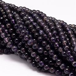 Iolite Natural Cordierite/Iolite/Dichroite Beads Strands, Round, 6mm, Hole: 1mm, about 78pcs/strand, 15.7 inch