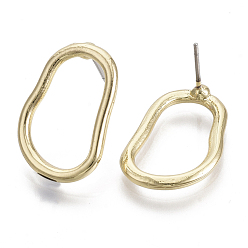 Light Gold Серьги сплава, с стальными шпильками, овальное кольцо, золотой свет, 21x14 мм, штифты : 0.7 мм