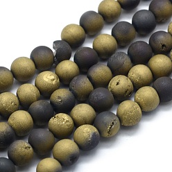 Colorido Hebras de perlas de ágata natural druzy galvanizadas, rondo, esmerilado, colorido, 8 mm, agujero: 1.2 mm, sobre 48 unidades / cadena, 15.15 pulgada (38.5 cm)