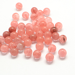 Quartz Cerise Perles rondes en verre de quartz cerise, pas de trous / non percés, 10~11mm