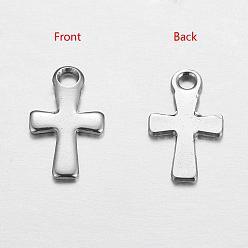 Stainless Steel Color 201 Stainless Steel Tiny Cross Charms, Stainless Steel Color, 12x7x1mm, Hole: 1.5mm