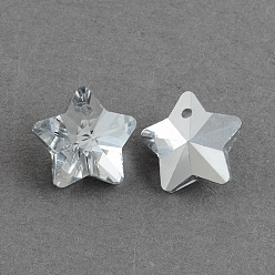Clear Tibetan Style Alloy Large Hole European Dangle Charms, with Electroplated Glass Star Charms, Clear, 26mm, Hole: 5mm